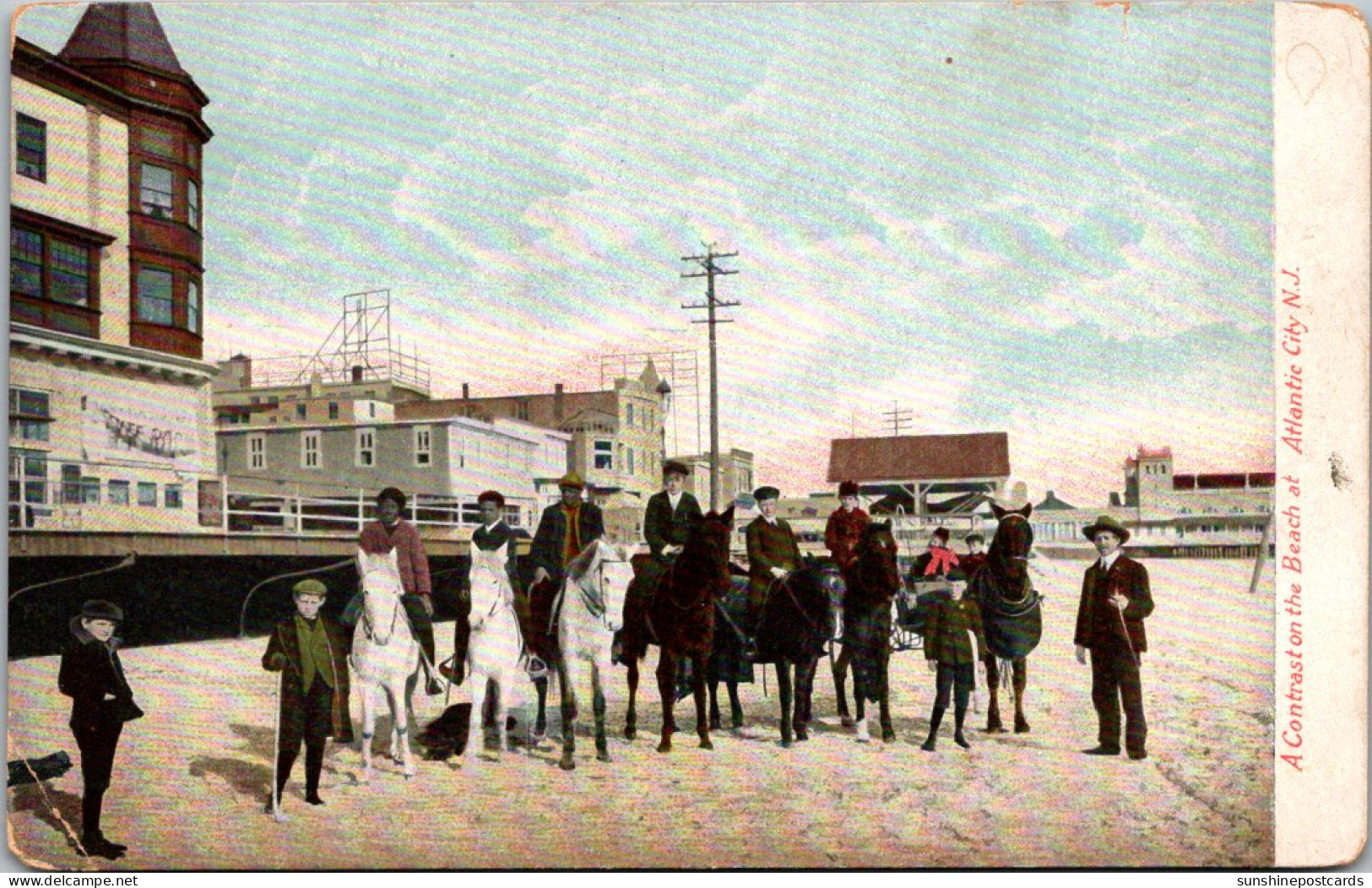 New Jersey Atlantic City A Contrast On The Beach Horseback Riders - Atlantic City