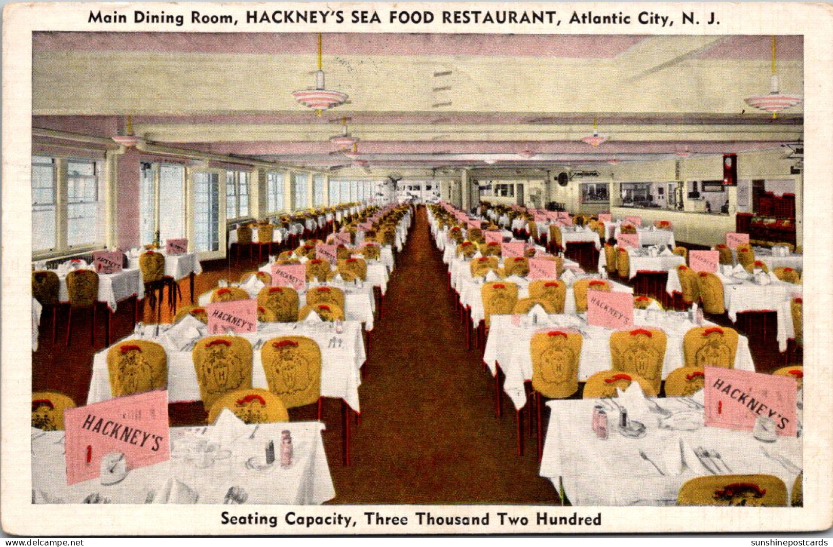 New Jersey Atlantic City Hackney's Sea Food Restaurant Main Dining Room 1947 - Atlantic City