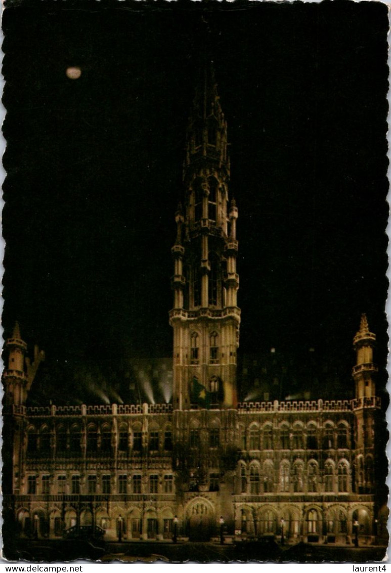 (4 Q 30) Belgium Poted To France (butter Advertitsing Postmark) Bruxelles Town Hall (at Night) - Brüssel Bei Nacht