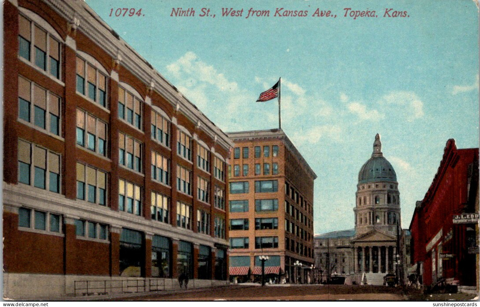 Kansas Topeka Ninth Street Looking West From Kansas Avenue - Topeka