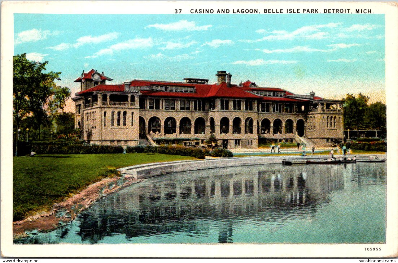 Michigan Detroit Belle Isle Park Casino And Lagoon Curteich - Detroit