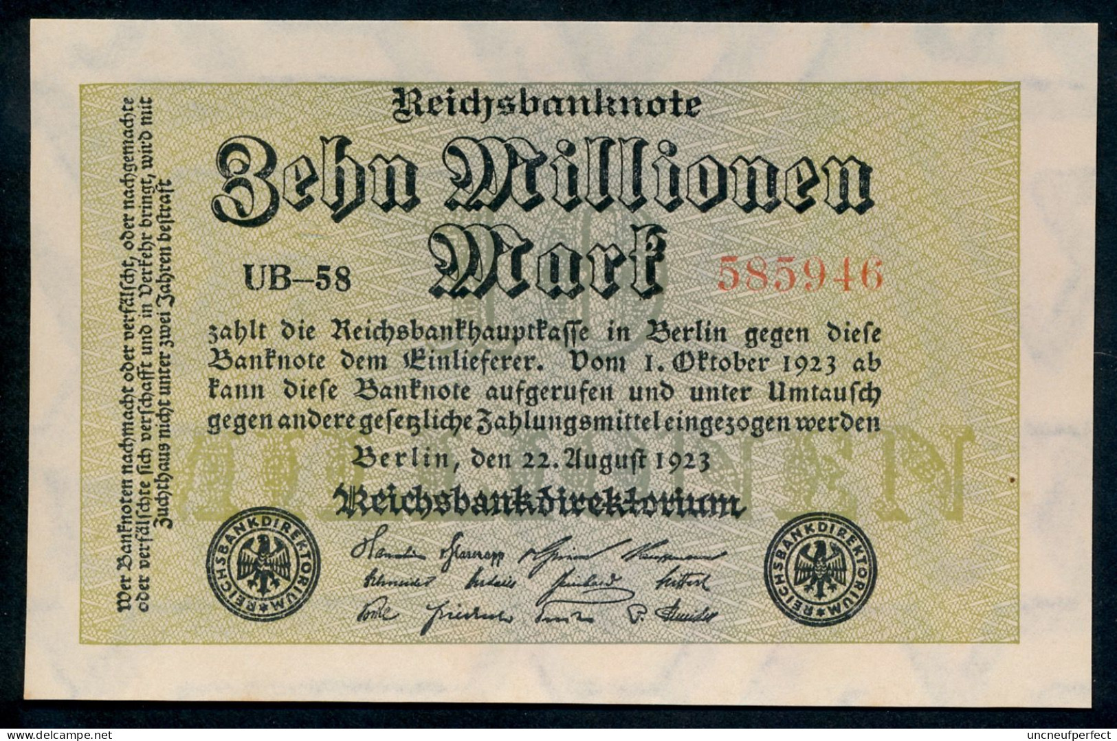 P106a Ro105a DEU-118g. 10 Million Mark 1923 UNC / NEUF - 10 Miljoen Mark