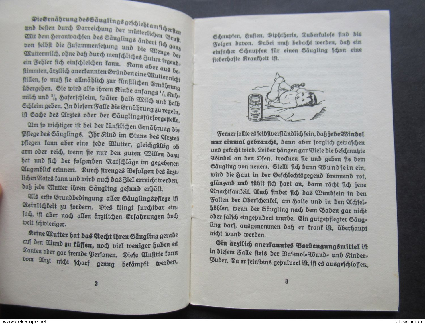 Werbebroschüre Vasenol Werke Leipzig Ca. 1940er Jahre! "Die Pflege Des Säuglings" Von Medizinalrat Dr. Matthias - Advertising