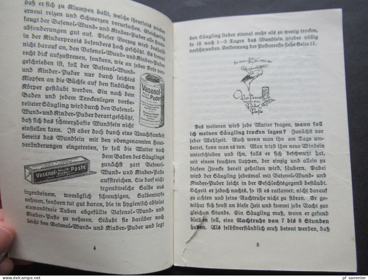 Werbebroschüre Vasenol Werke Leipzig ca. 1940er Jahre! "Die Pflege des Säuglings" von Medizinalrat Dr. Matthias