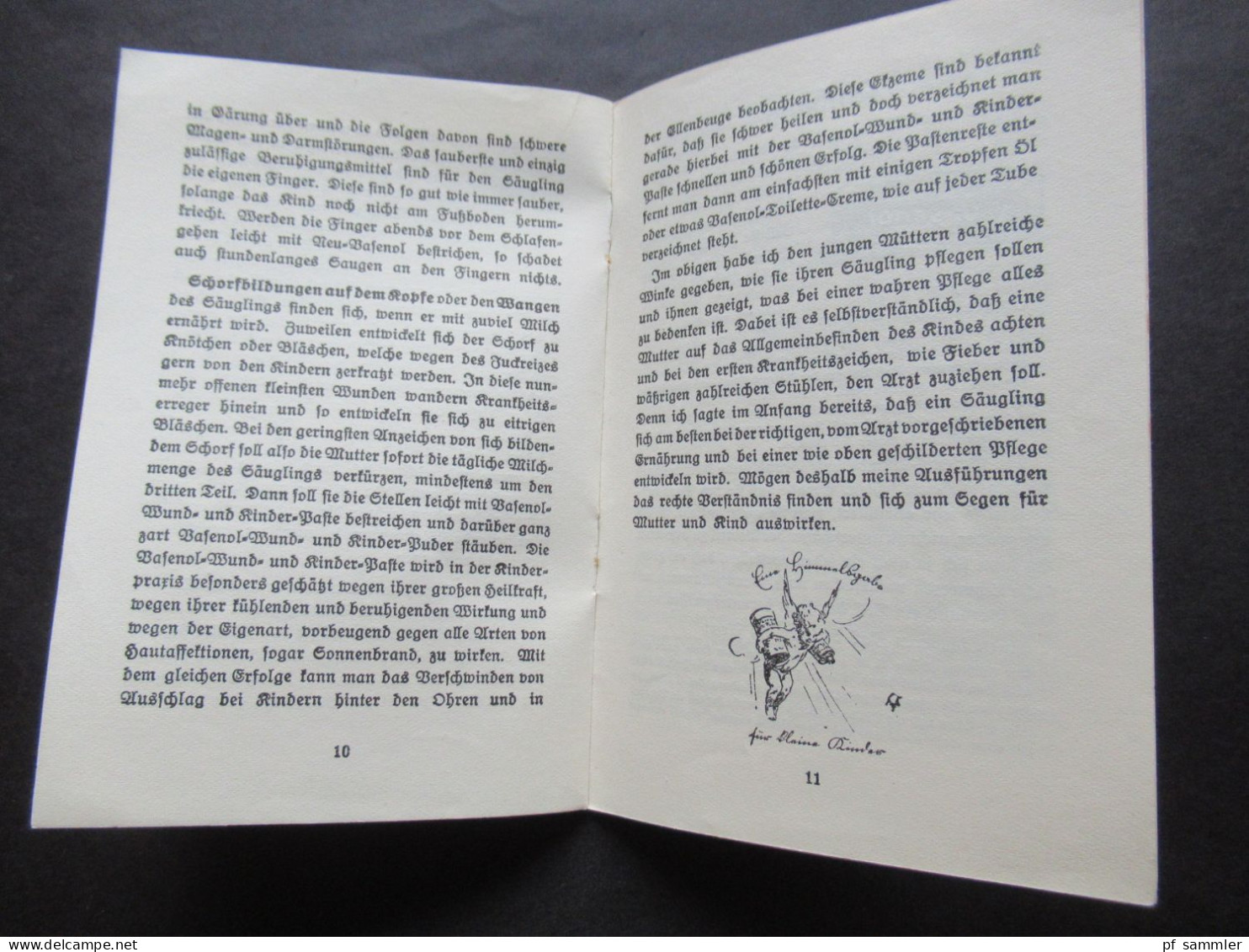 Werbebroschüre Vasenol Werke Leipzig ca. 1940er Jahre! "Die Pflege des Säuglings" von Medizinalrat Dr. Matthias