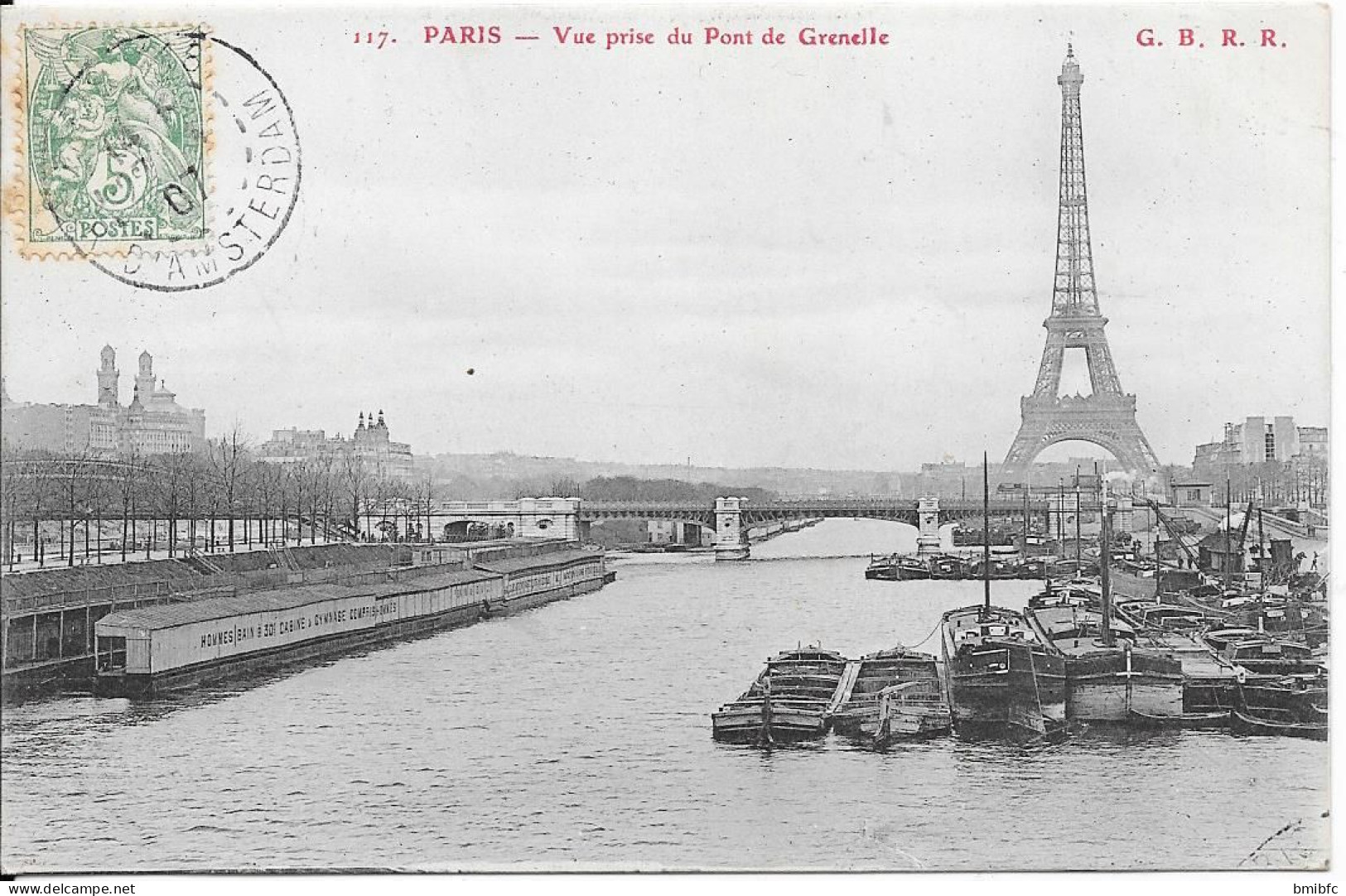 Thème Péniche - PARIS - Vue Prise Du Pont De Grenelle - Péniches