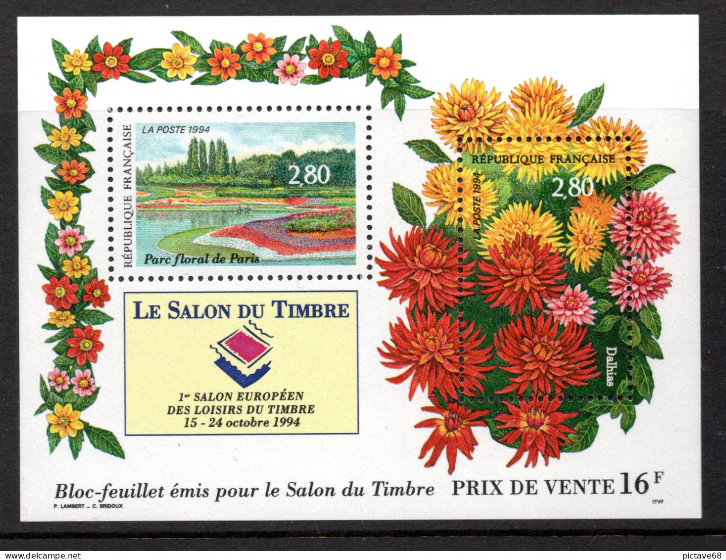 FRANCE / BLOC FEUILLET N° 16 NEUF * * PARC FLORAL DE PARIS SALON DU TIMBRE 1994 - Neufs