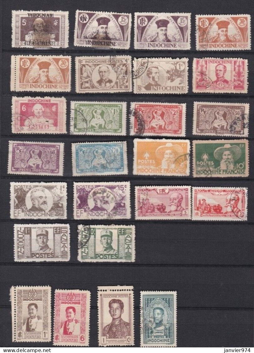 Lot de 260 Timbres Indochine Française de 1889 à 1945 , voir les 9 scan