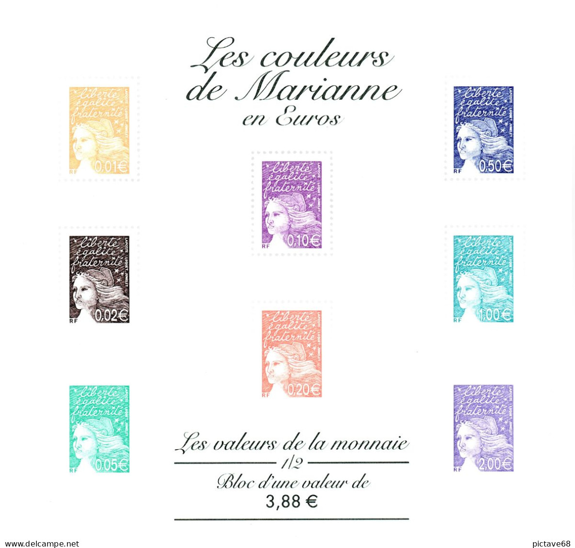 FRANCE / BLOC FEUILLET N° 44  NEUF * * LES COULEURS DE MARIANNE- EN EURO N°1 - Neufs