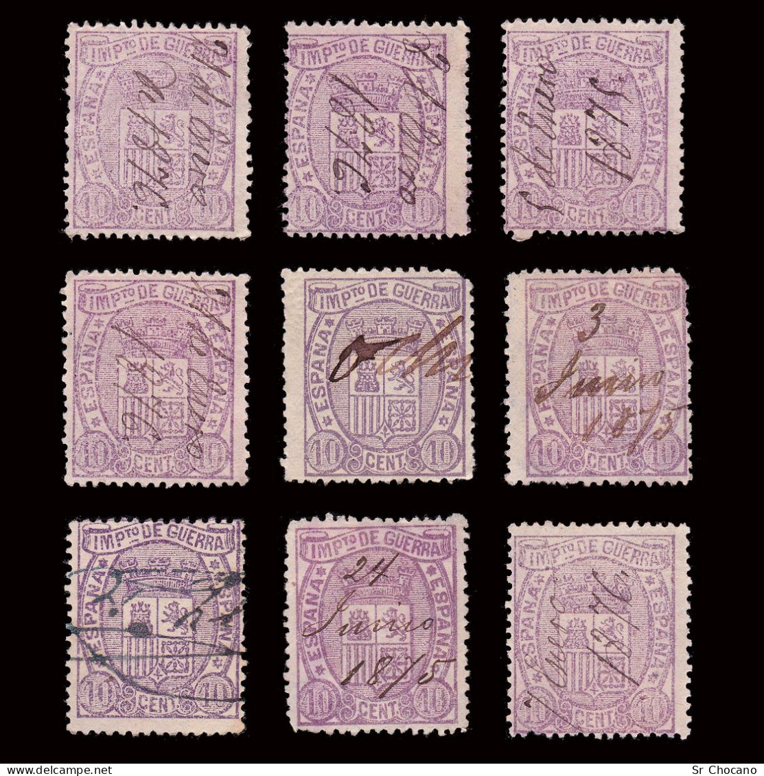 I Repúlica.Escudo España.1875.Lote 9.Cancelación Pluma.Edifil.155 - Used Stamps