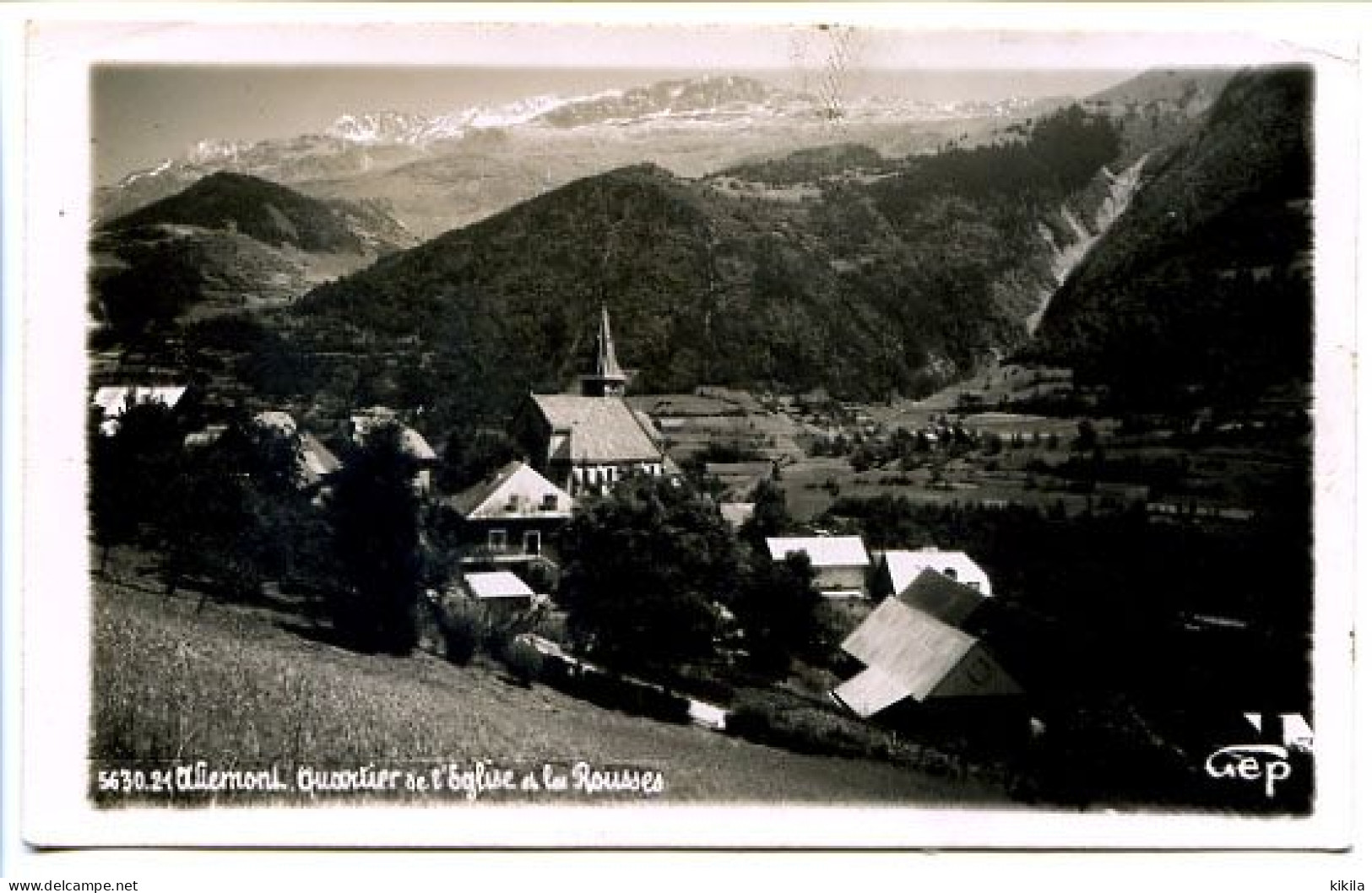 CPSM GEP  9 X 14 Isère ALLEMONT Quartier De L'Eglise Et Les Rousses - Allemont