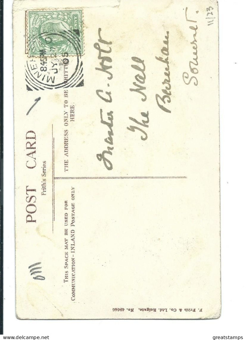 Postcard Somerset Church Steps Minehead Squared Circle Cancel 1905 Frith's - Minehead
