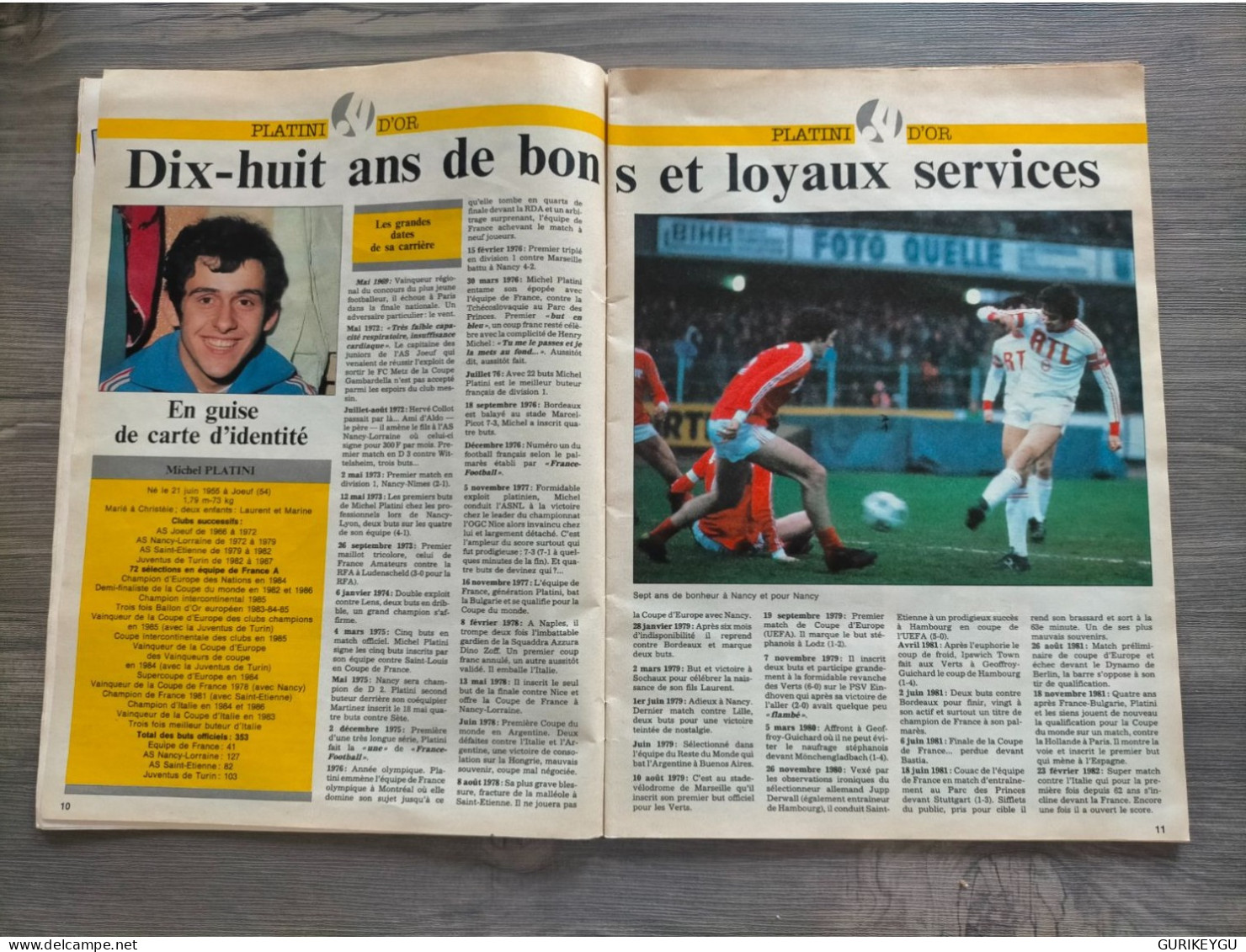 Supplément à  L'est Républicain Michel PLATINI D'or Jubilé  22/05/1988 ASNL   AS NANCY LORRAINE - Livres