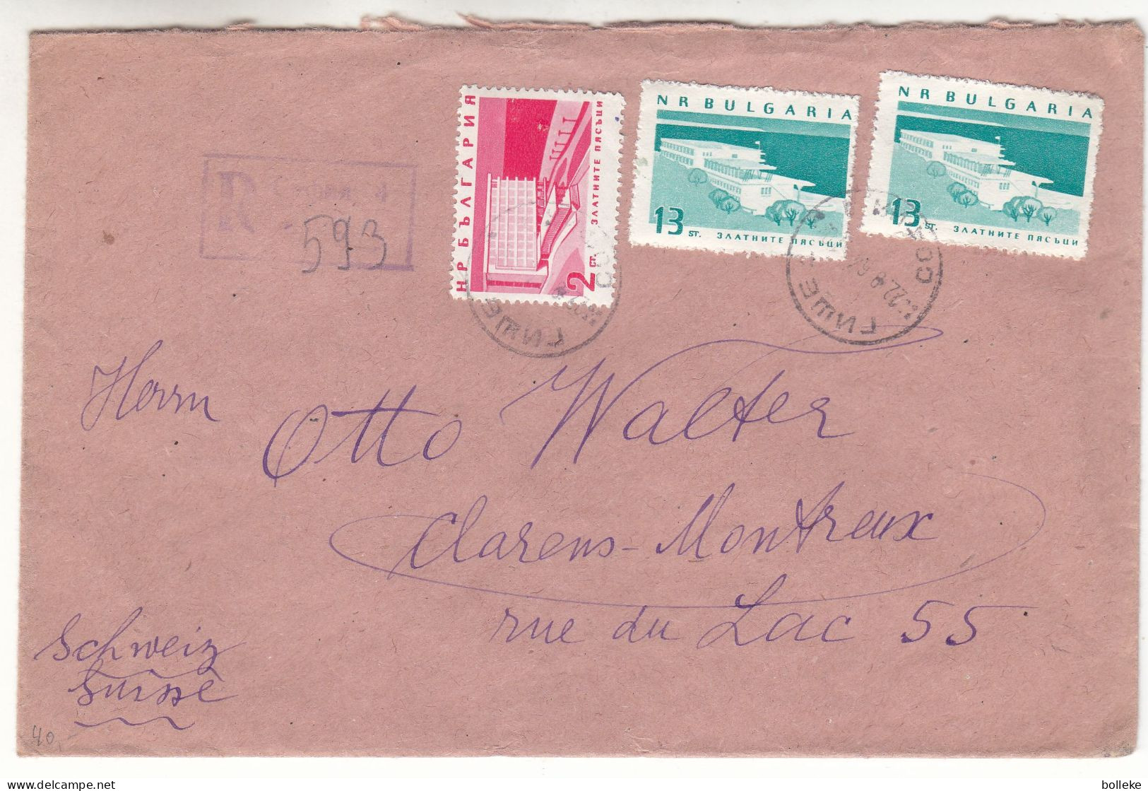 Bulgarie - Lettre Recom De 1964 - Oblit Sofia - Exp Vers Clarens Montreux - - Lettres & Documents