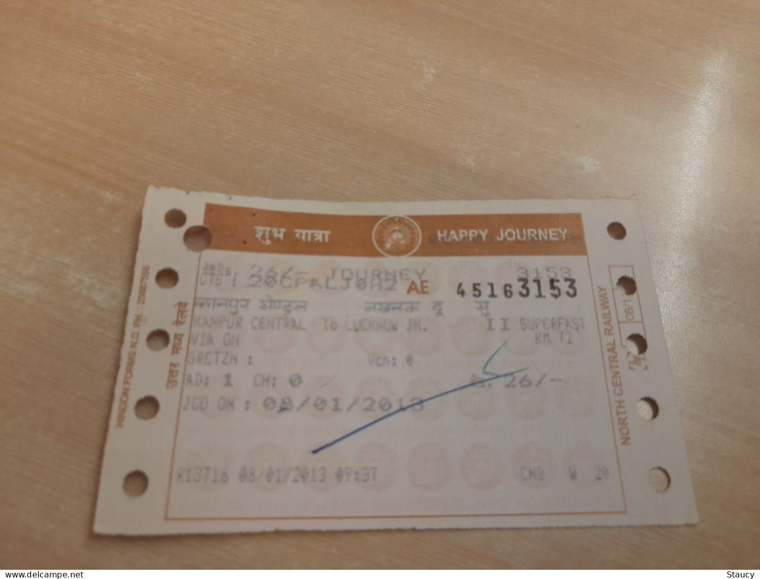 India Old / Vintage - Indian Railway / Train Ticket As Per Scan - World