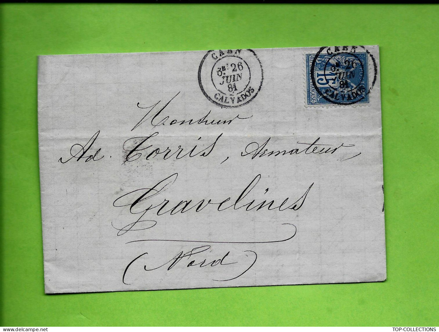 1881  RARE LETTRE Maugas à Caen Pour Ad. Torris Armateurs Navigation Peche Islande Gravelines Nord Voir Historique - 1800 – 1899