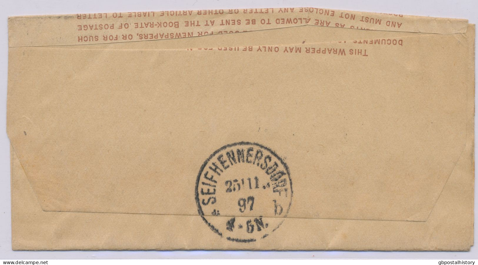 GB 1897, QV ½d Brown Very Fine Wrapper (small Faults) With Clear Barred Cancel "E.C. / 3 / K" (Dubus Type 24, Very Rare, - Lettres & Documents