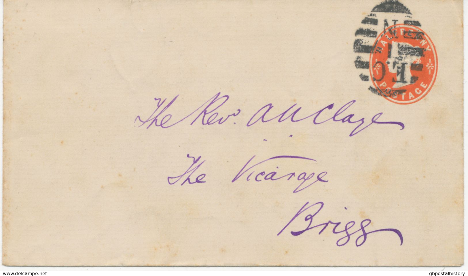 GB 1896, QV ½d Vermilion Very Fine Envelope With Barred Cancel "E.C / 1 / N" (Dubus Type 24, Only Very Few Exist, Rarity - Storia Postale