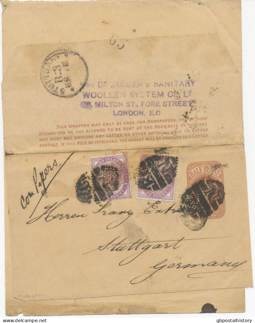 GB 1897, QV ½d Brown Fine Wrapper (small Faults) Together With 1d Lilac (2x) With Usual Heavy Barred Cancel "E.C / N" - Storia Postale