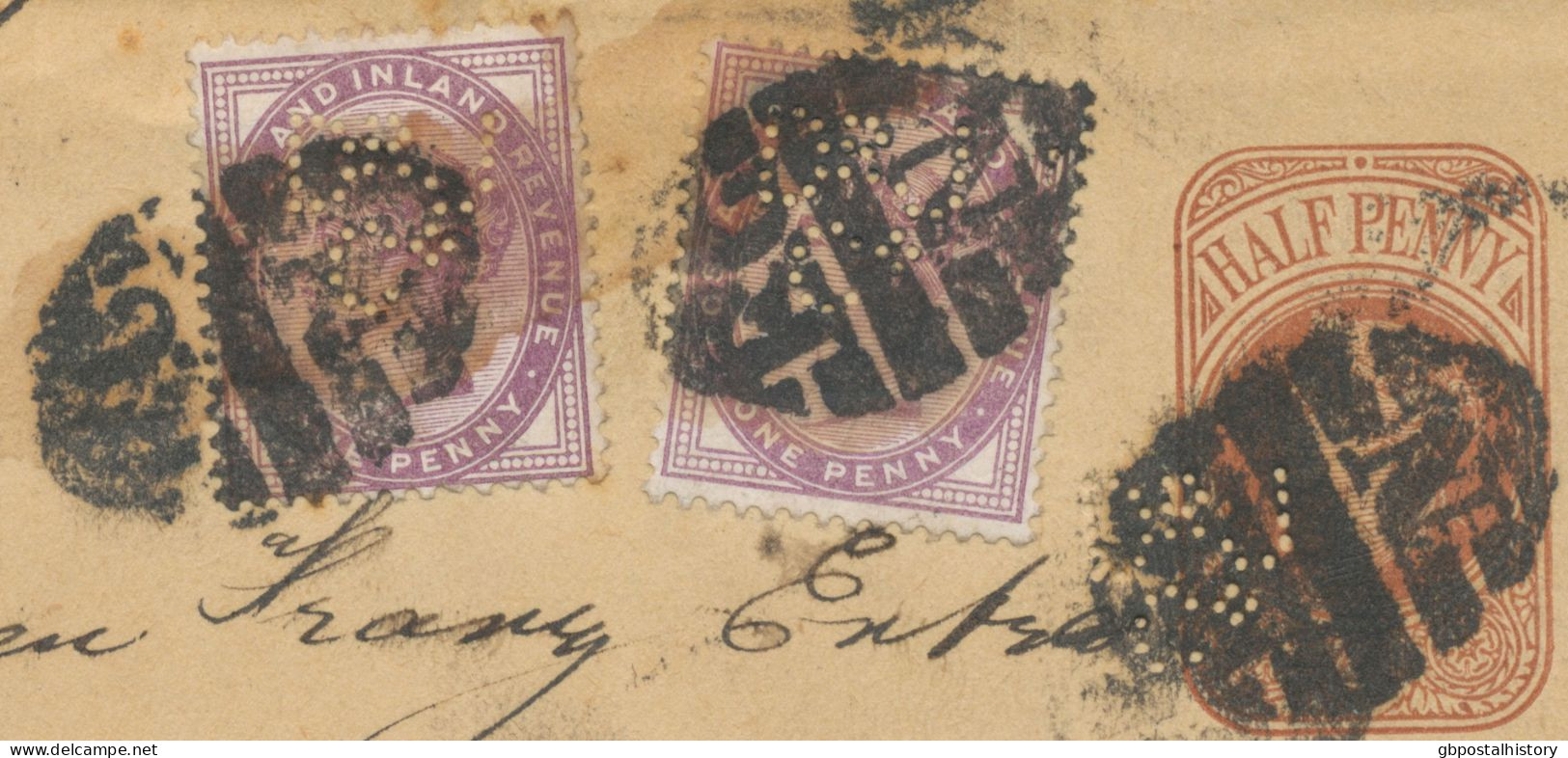 GB 1897, QV ½d Brown Fine Wrapper (small Faults) Together With 1d Lilac (2x) With Usual Heavy Barred Cancel "E.C / N" - Storia Postale