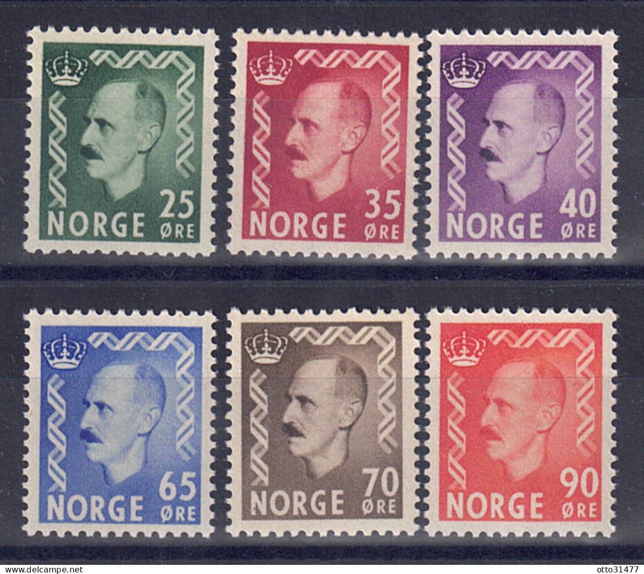 Norwegen 1955 - König Haakon VII., Nr. 396 - 401, Postfrisch ** / MNH - Nuovi