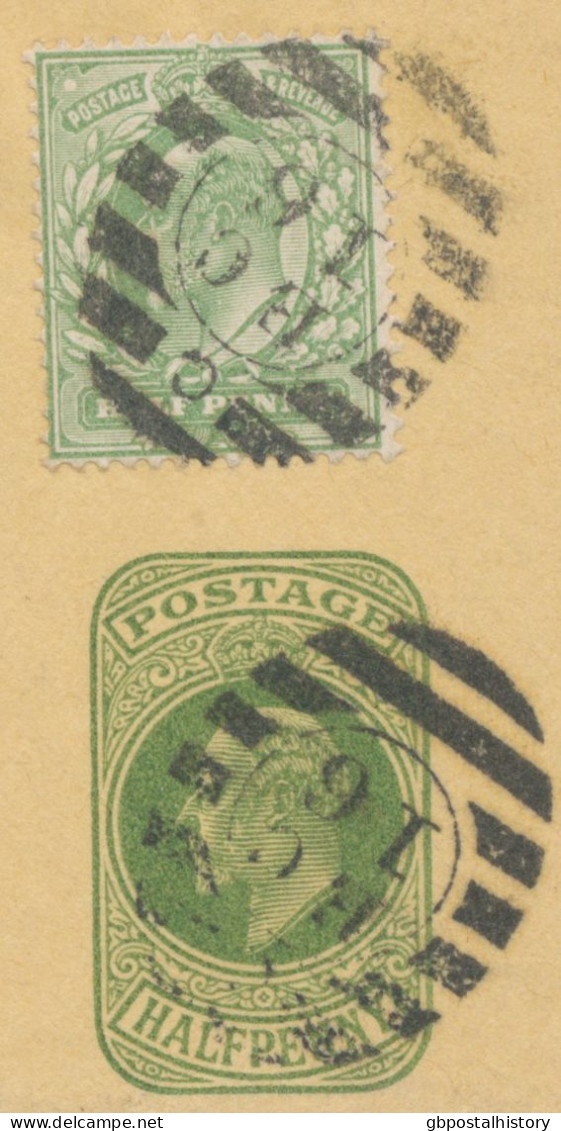 GB 190?, EVII ½d Yellow-green Superb Wrapper Together W. ½d Blue-green With Clear Barred Cancel "G / E.C / 16" (Dubus Ty - Covers & Documents