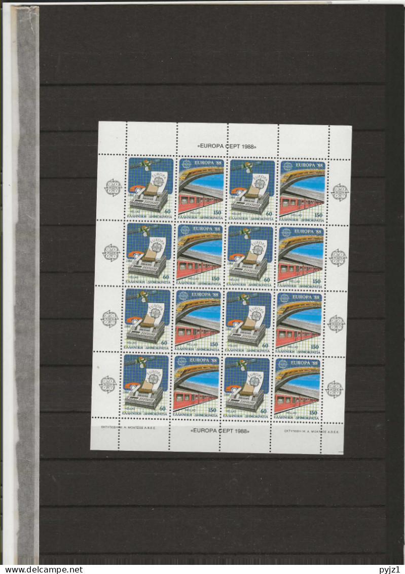 1988 MNH Greece Europa Kleinbogen Postfris** - Blocks & Sheetlets