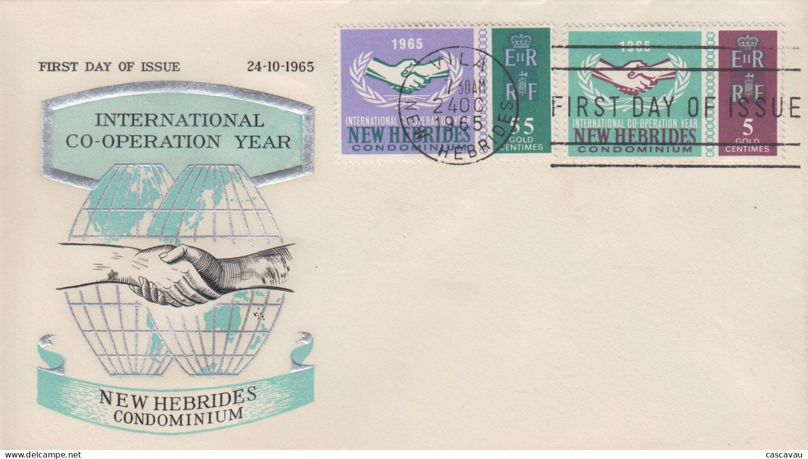 Enveloppe  FDC  1er   Jour    NOUVELLES  HEBRIDES    Coopération    Internationale    1965 - FDC