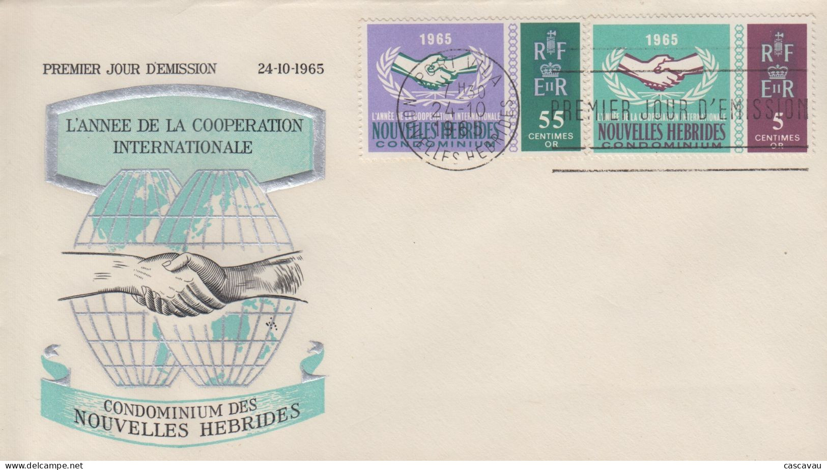 Enveloppe  FDC  1er   Jour    NOUVELLES  HEBRIDES    Coopération    Internationale    1965 - FDC