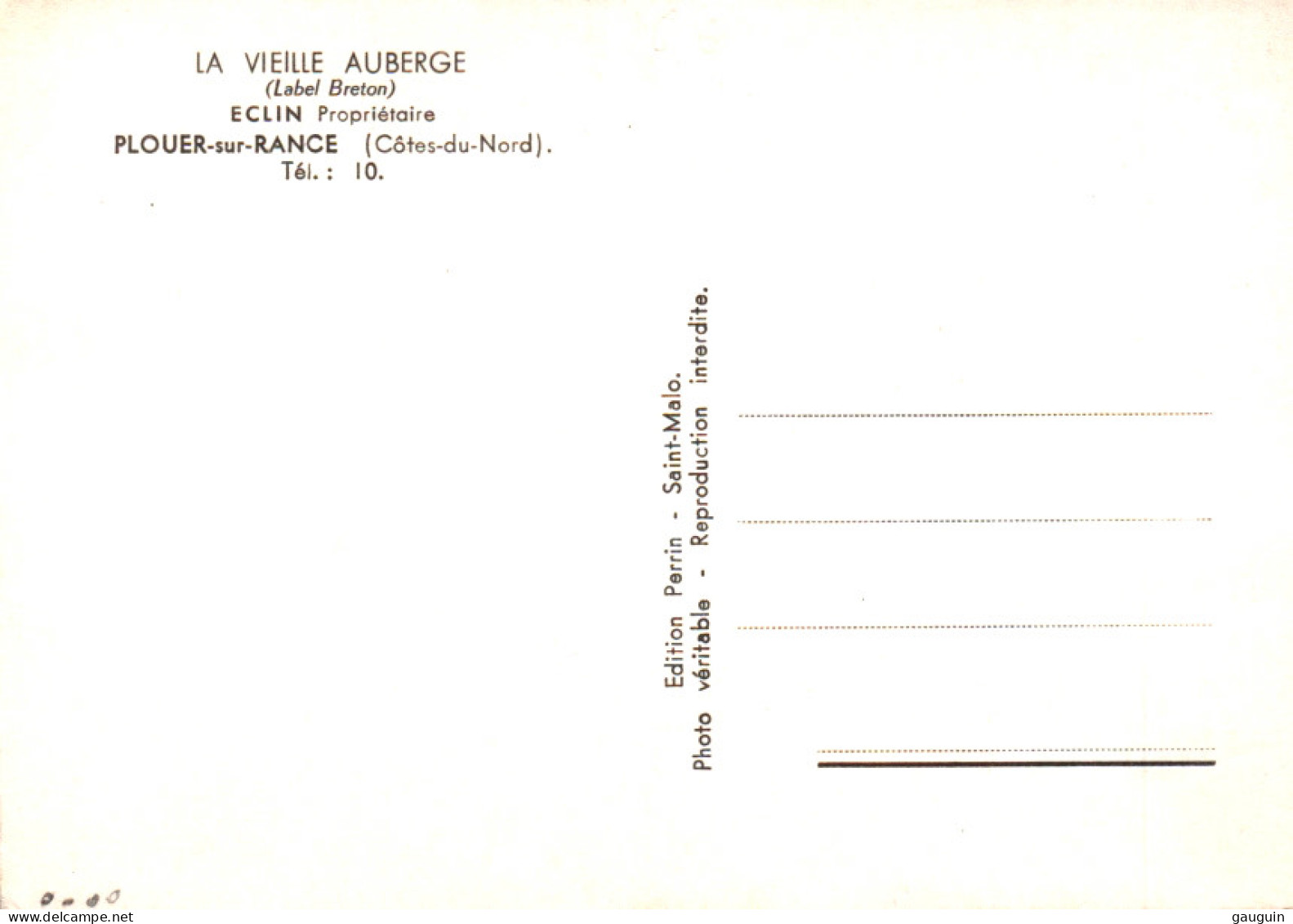 CPSM - PLOUER S/RANCE - "La VIEILLE AUBERGE" Mr ECLIN Propriétaire - Edition Perrin - Plouër-sur-Rance