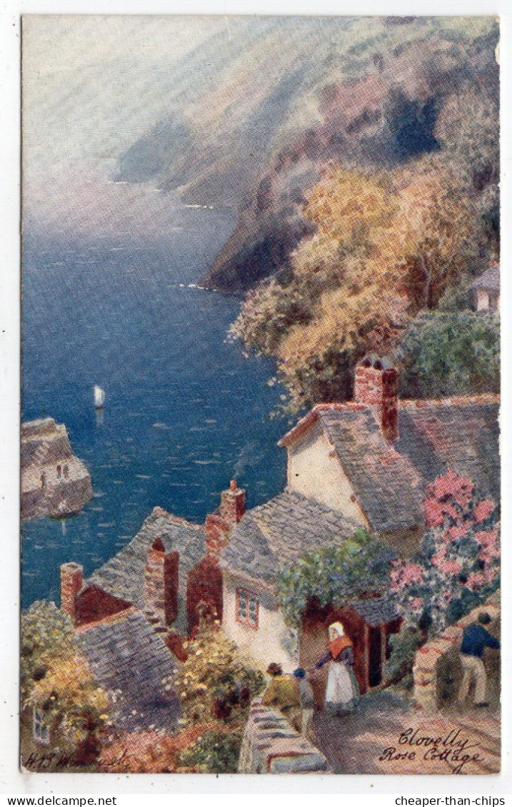 CLOVELLY - Rose Cottage - Artist H.B. Wimbush - Tuck Oilette 7461 - Clovelly