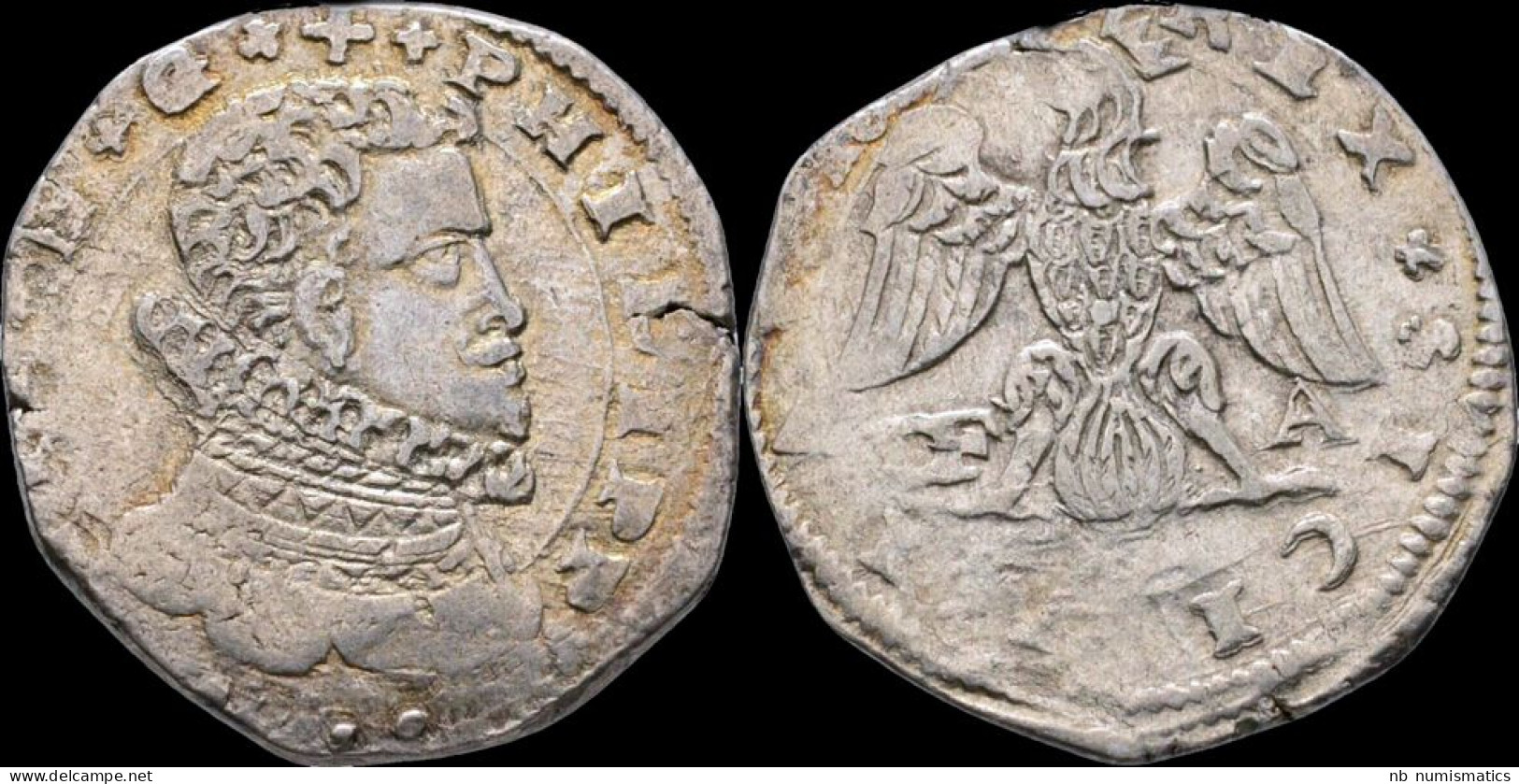 Italy Sicily Messina Philip III Of Spain AR 4 Tari 1612 - Due Sicilie