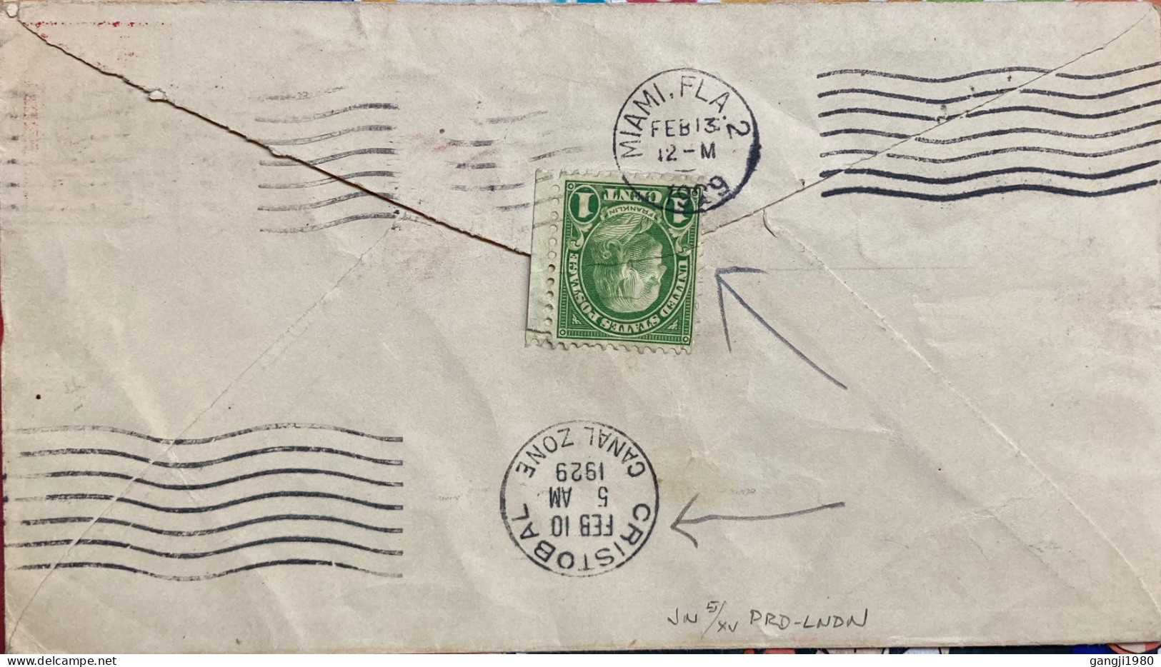 CANAL ZONE USA, COMBO-MIX 1929, FIRST FLIGHT, STATIONERY, COVER, USED TO USA, AIR MAIL 25 CENT OVERPRINTED, GOETHALS STA - Canal Zone