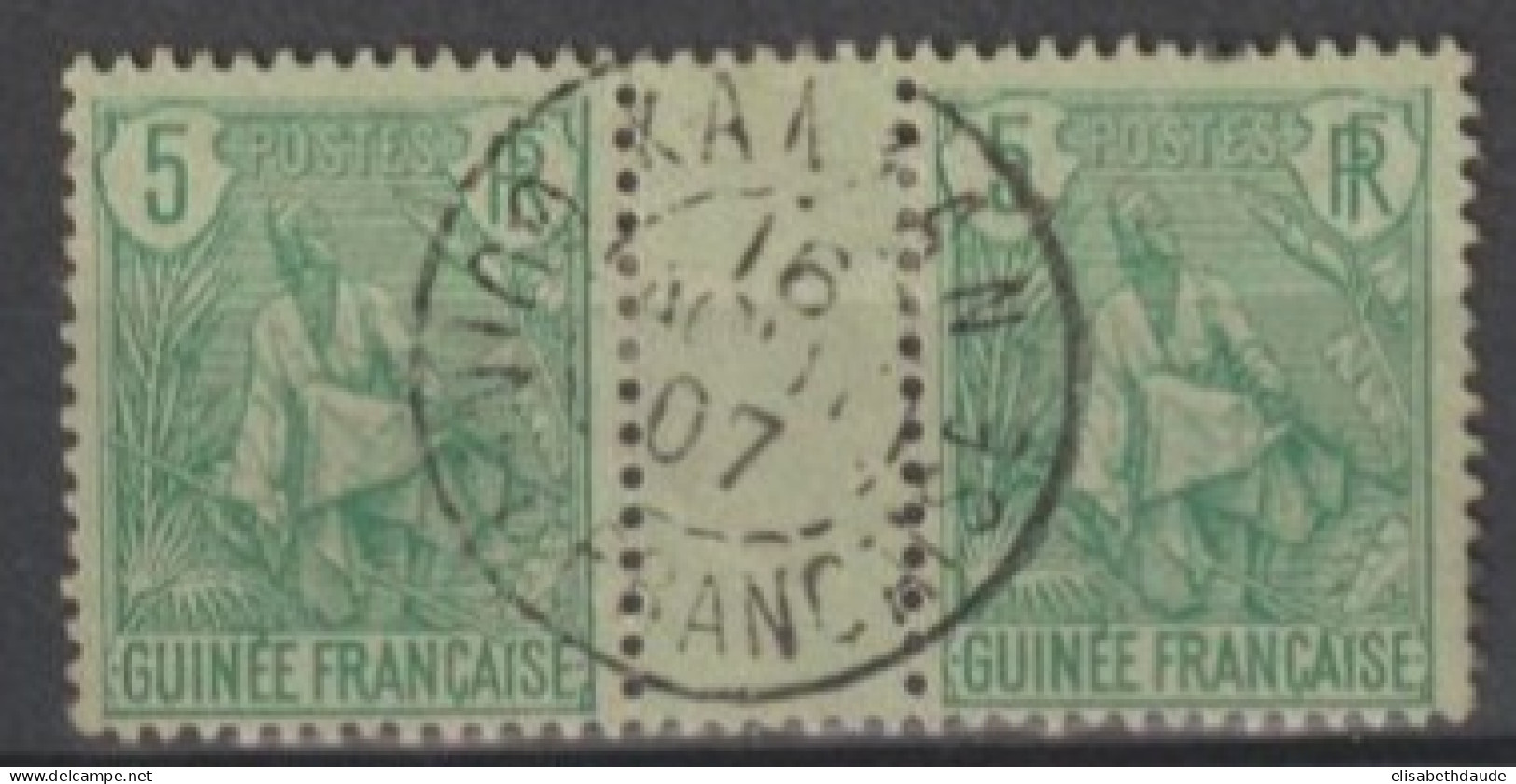 GUINEE - 1904 - YVERT N° 21 AVEC INTERPANNEAU OBLITERE KANKAN 1907 ! - Used Stamps