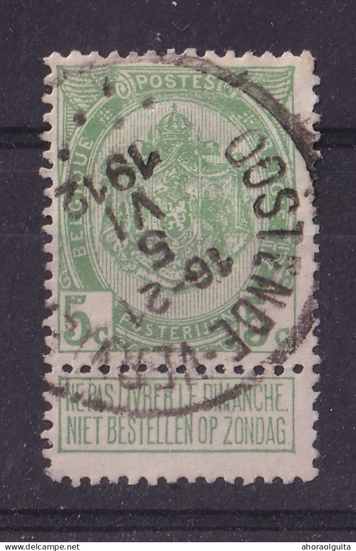 DDEE 338 -  TP Grosse Barbe Cachet AMBULANT T4R OOSTENDE - VERVIERS 1912 - COBA 25 EUR - Ambulants