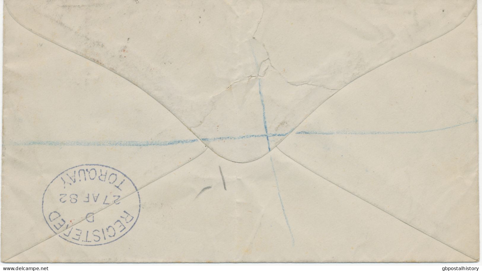 GB 1882, QV 1d Lilac 16 Dots (3x) On Fine Registered Cvr (bs Faults And A Little Bit Grubby) With Clear Barred Cancel - Storia Postale