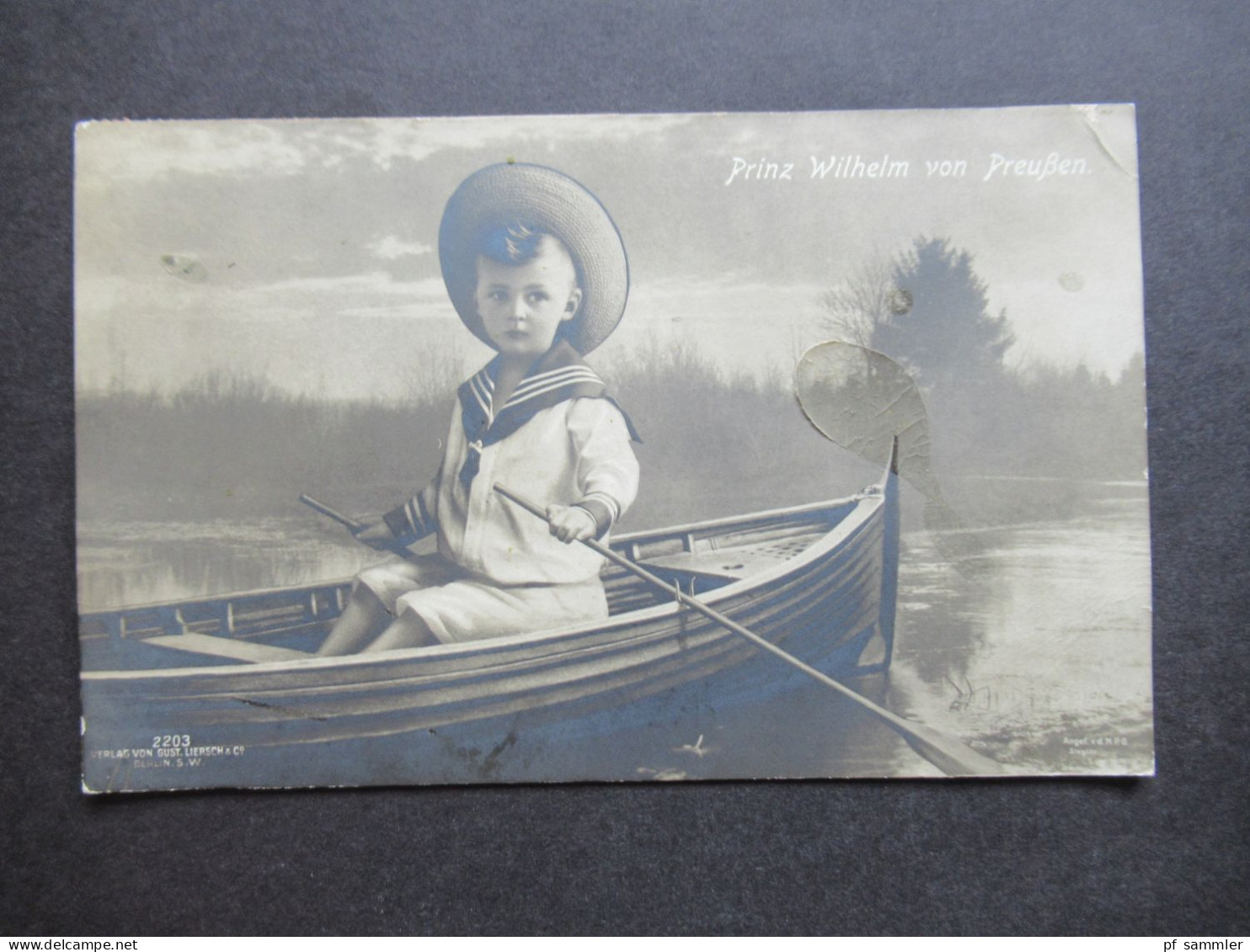 DR 1908 Postkarte Prinz Wilhelm Von Preußen Im Matrosenanzug Im Ruderboot Stempel Gravenstein Nach Goslar - Königshäuser
