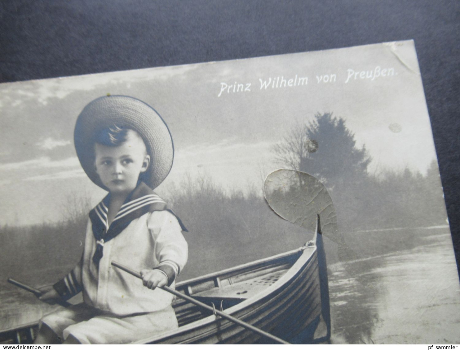 DR 1908 Postkarte Prinz Wilhelm Von Preußen Im Matrosenanzug Im Ruderboot Stempel Gravenstein Nach Goslar - Königshäuser