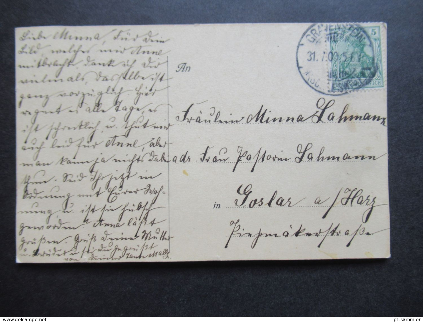 DR 1908 Postkarte Prinz Wilhelm Von Preußen Im Matrosenanzug Im Ruderboot Stempel Gravenstein Nach Goslar - Königshäuser