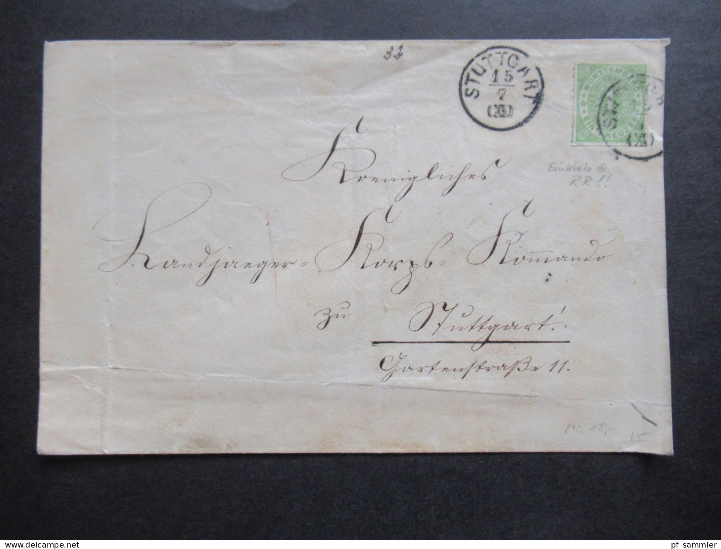 AD Württemberg Um 1869 Nr.35 EF Mit Einkreisstempel K1 Stuttgart XI Ortsbrief Stuttgart - Storia Postale