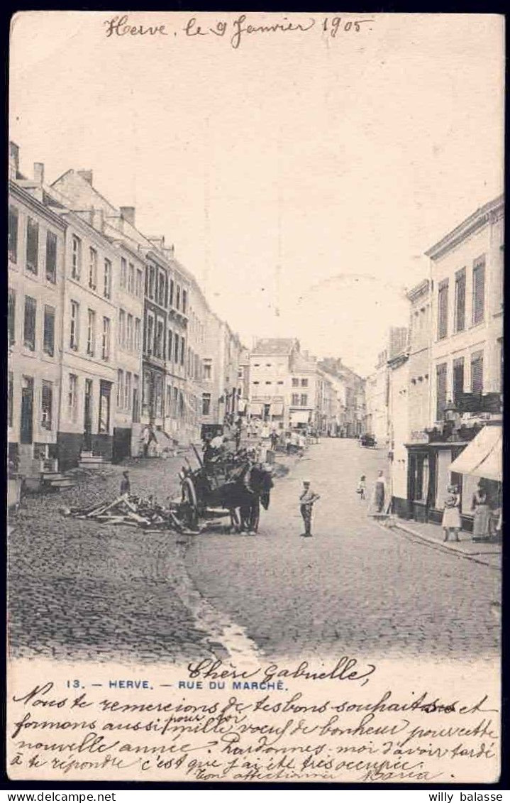 +++ CPA - HERVE - Rue Du Marché - Attelage - Carte Animée - 1905  // - Herve