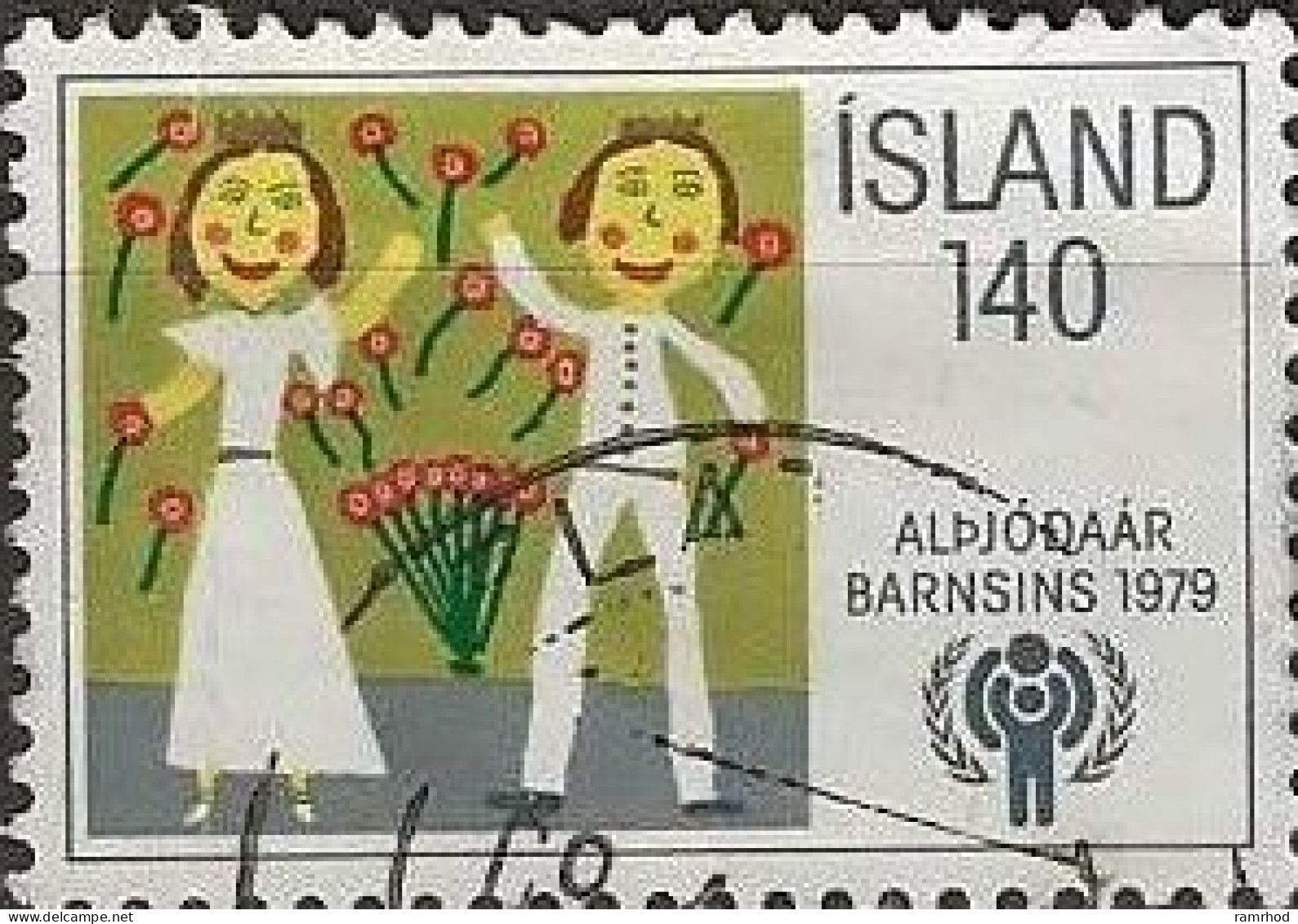 ICELAND 1979 International Year Of The Child - 140k - Children With Flowers FU - Gebraucht