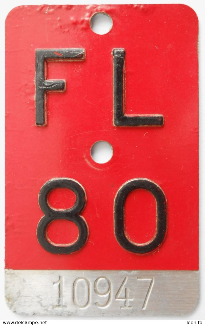 Velonummer Liechtenstein FL 80, Rot - Plaques D'immatriculation