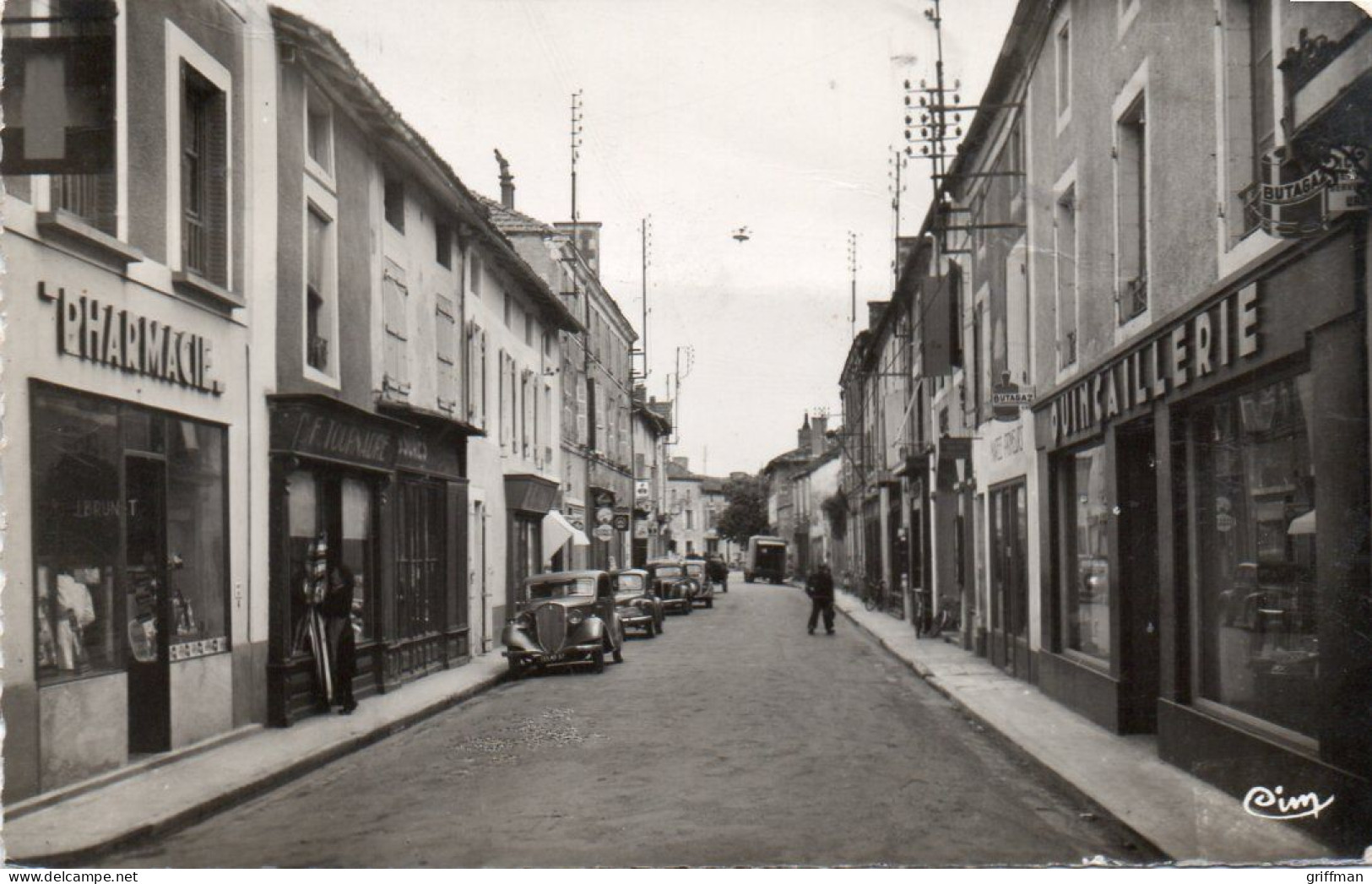 SAUZE VAUSSAIS LA GRAND' RUE PHARMACIE QUINCAILLERIE 1954 CPSM 9X14 - Sauze Vaussais