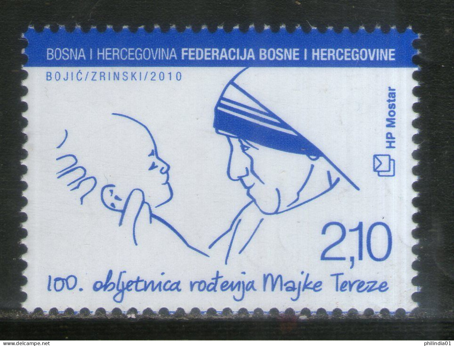 Bosnia & Herzegovina 2010 Mother Teresa  Nobel Prize Winner 1v MNH # 573 - Mother Teresa