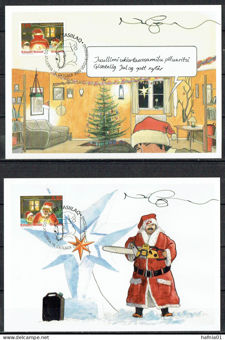 Greenland 2010.  Christmas. Michel 571 - 572 Maxi Card. Signed. - Cartes-Maximum (CM)