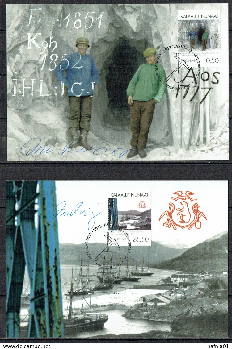 Greenland 2010. Mining. Michel 567 - 568 Maxi Card. Signed. - Maximumkaarten