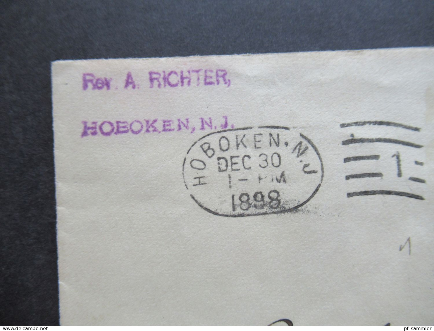 USA 1898 GA Umschlag Stempel Hoboken NJ Nach Midlum Mit Ank. Stp. KOS Kreisobersegmentstempel Midlum (BZ Bremen) - Lettres & Documents