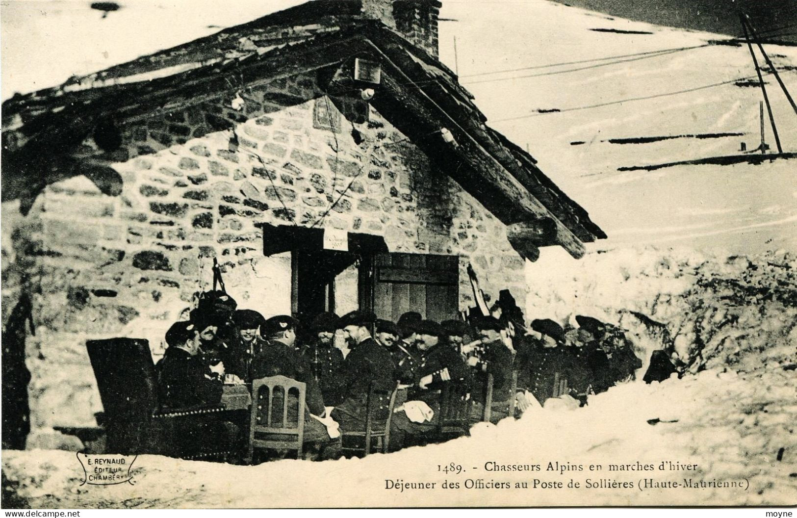 14958  -  EN  HAUTE  MAURIENNE  - CHASSEURS ALPINS - DEJEUNER DES OFFICIERS AU POSTE DE SOLLIERES - Val Cenis