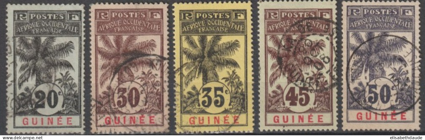 GUINEE - 1906 - PALMIERS - YVERT N°38+40/43 OBLITERES - COTE = 30.5 EUR - Gebraucht